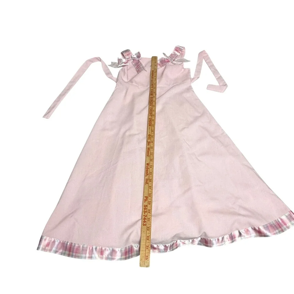Bonnie Jean Girls Pink A-Line Dress Size 12 Plaid Bows Satin Trim‎ Easter Party